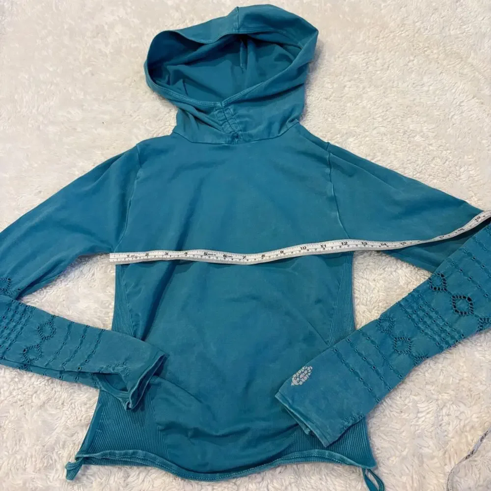 FP Movement Womens Good Karma Hoodie Blue Sz XS/S Preppy Workout Yoga Casual3